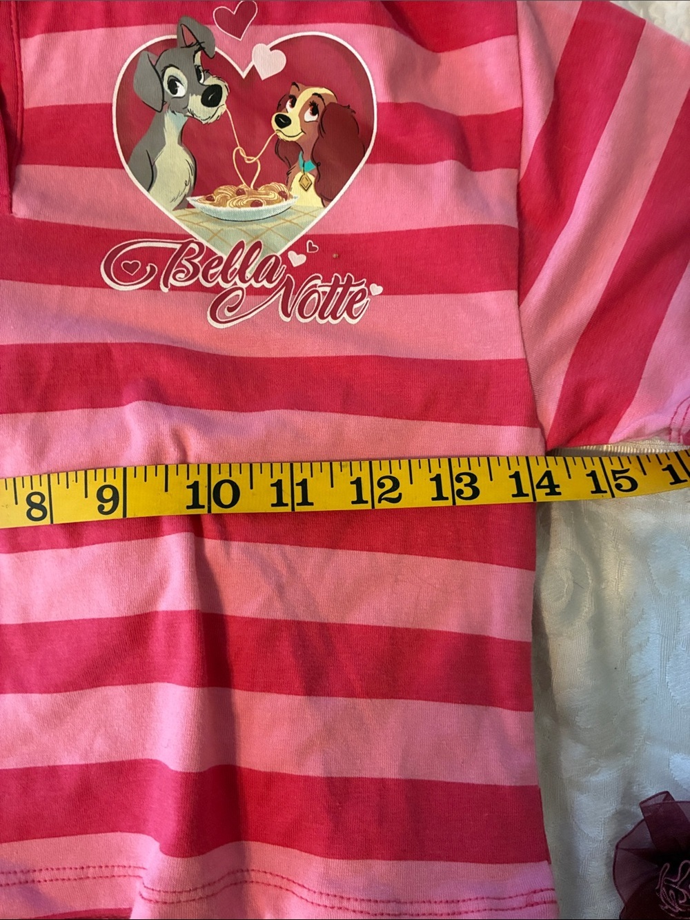 Disney Girls Lady & The Tramp Cropped Polo Graphic T-Shirt Dark Pink,Size XS 4-5 - Picture 8 of 9